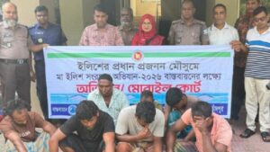 মেঘনায় মা ইলিশ শিকার, ৭ জেলের কারাদণ্ড